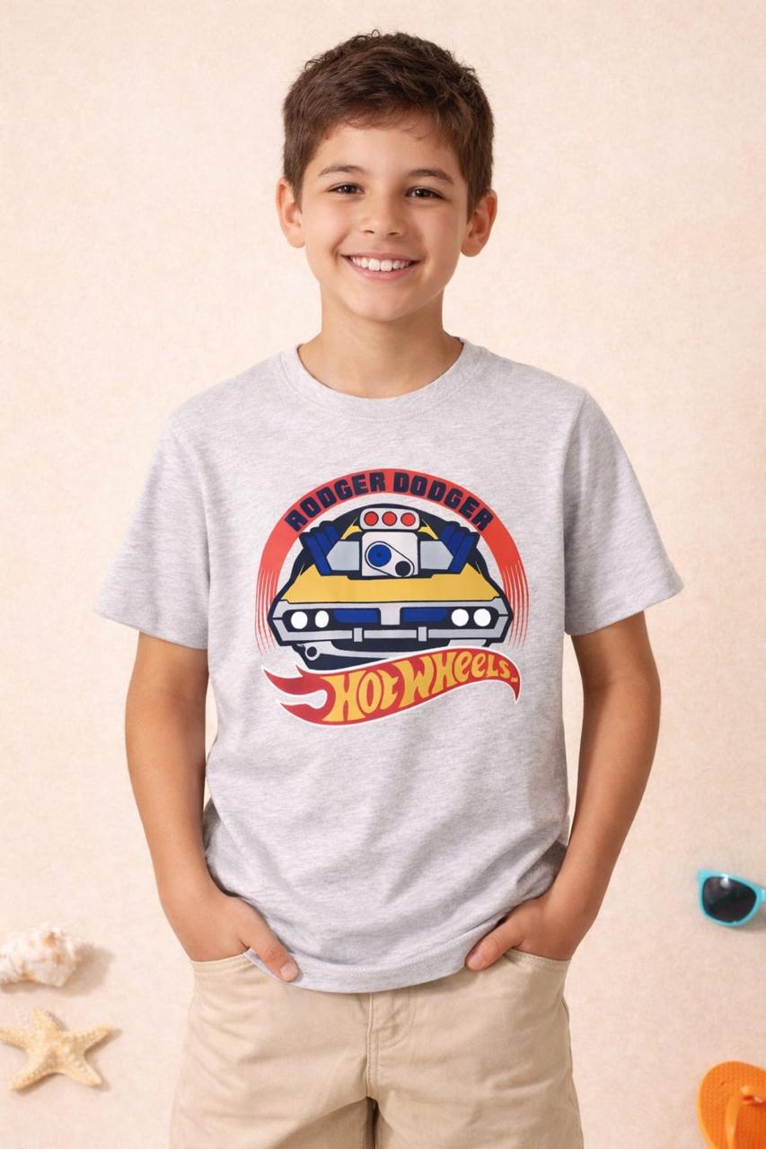Boys Grey Hot Wheels Graphic T-Shirt – Kids Cotton Tee