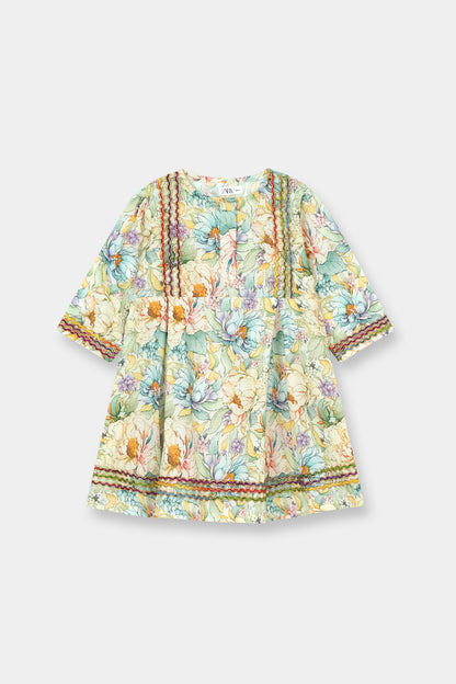 Soft Cotton Girls Floral Kurta Trouser Set