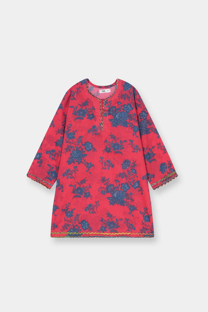 Soft Cotton Girls Floral Kurta Trouser Set