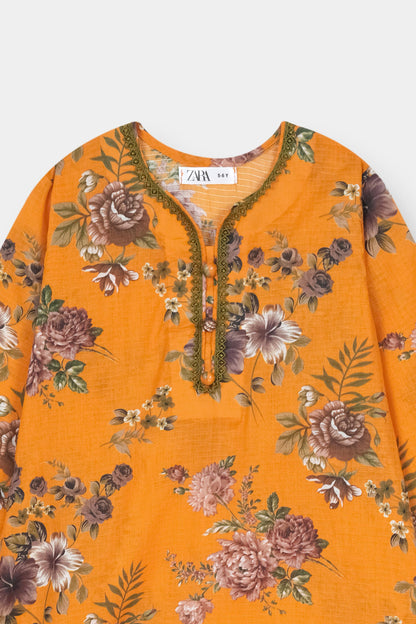 Girls Mustard Bloom 2-Piece Shirt & Trouser