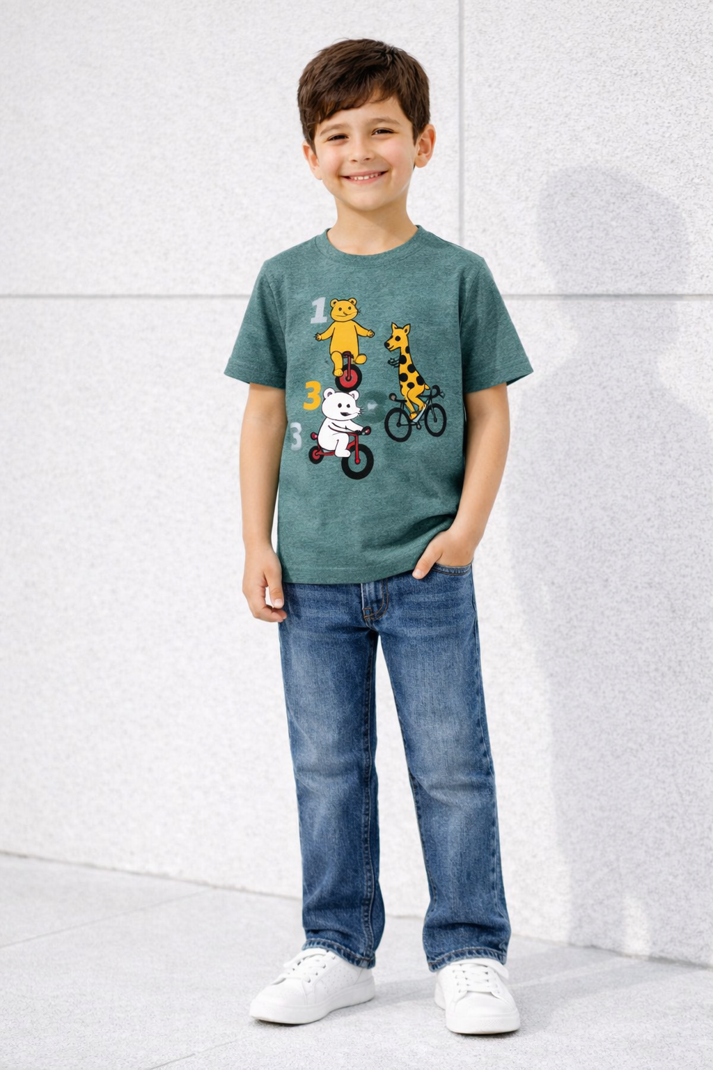 Boys Cartoon Print Soft Cotton Casual T-Shirt