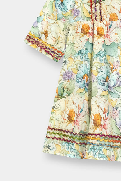 Soft Cotton Girls Floral Kurta Trouser Set
