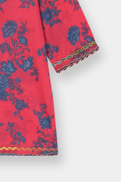 Soft Cotton Girls Floral Kurta Trouser Set