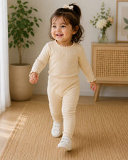 Cream Ribbed Leggings