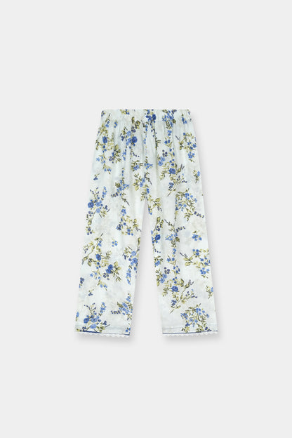 Elegant Girls Blue Floral Kurta Trouser Outfit Set