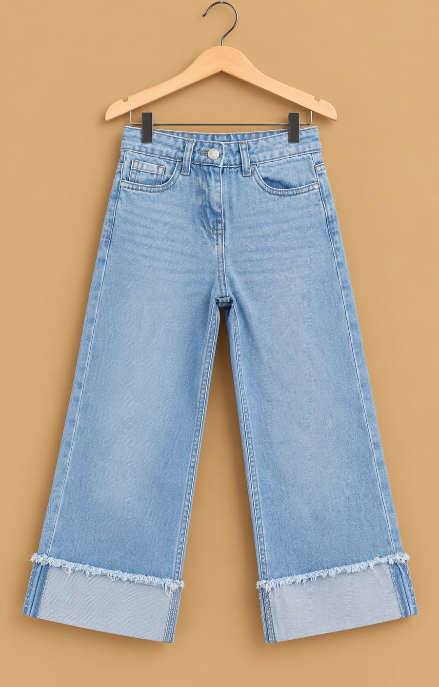 Trendy Raw-Hem Roll-Up Casual Jeans