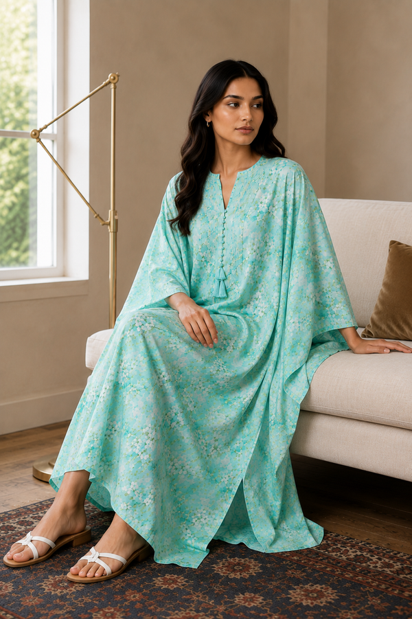 Aqua Bloom Kaftan