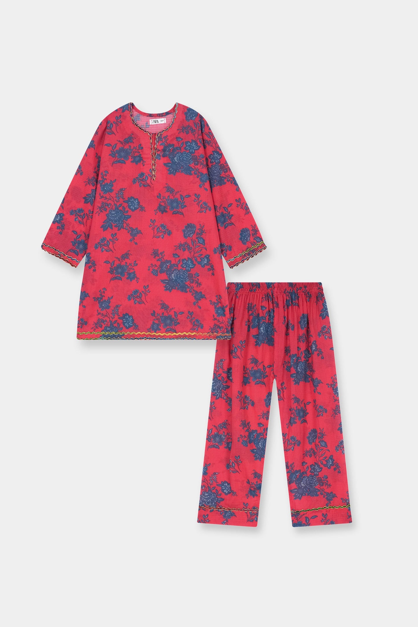 Soft Cotton Girls Floral Kurta Trouser Set