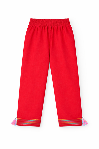 Signature Red Embroidered Girls Suit –  2PC Kurta Set