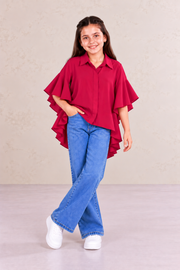 Magenta Tiered Flare TOP