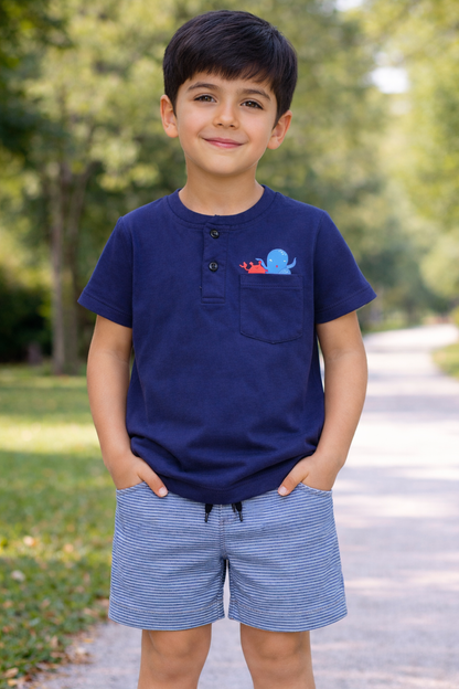 Boys Sea Animal Pocket T-Shirt Shorts Set
