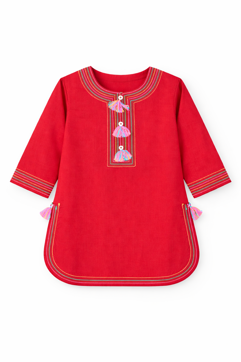 Signature Red Embroidered Girls Suit –  2PC Kurta Set