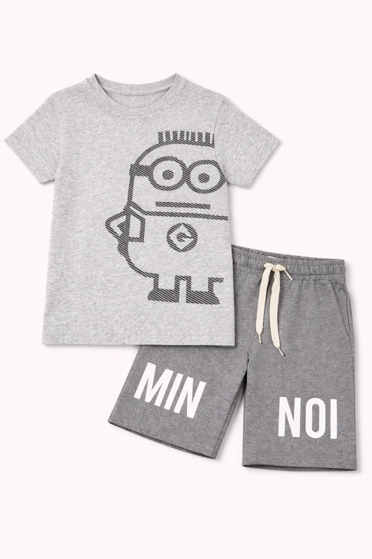 Boys Cartoon Minion Printed T-Shirt Shorts Set
