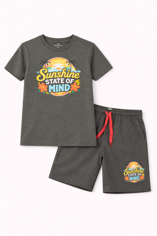 Boys Grey Sunshine Print Soft Cotton T-Shirt