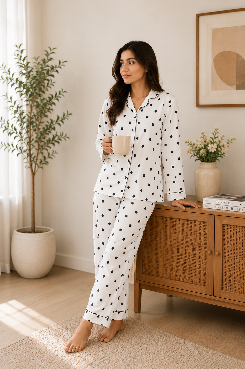 Cream Dot Nightwear