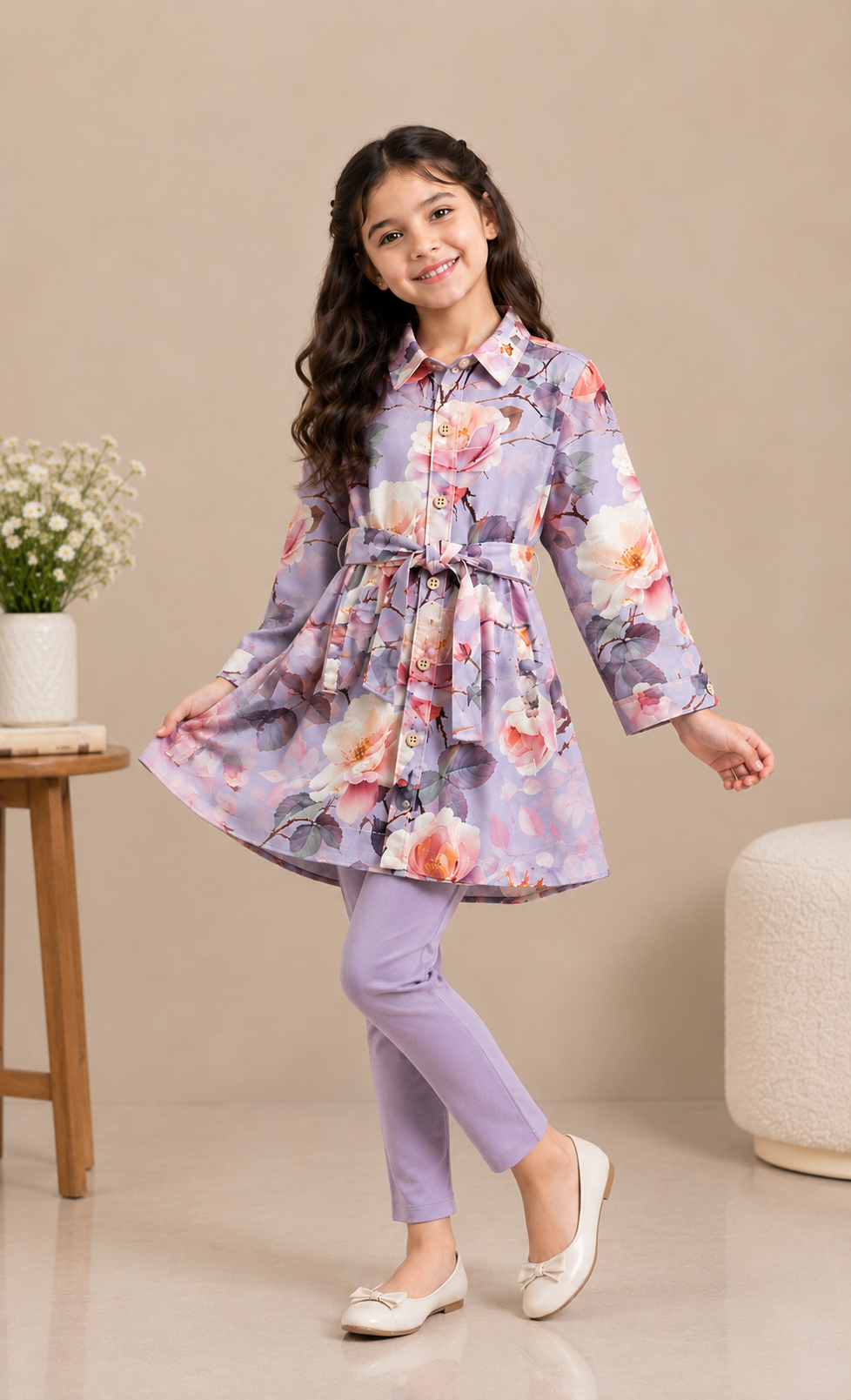 Lilac Floral Belted TOP
