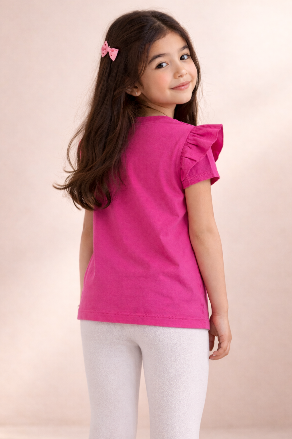 Pink Flower Cartoon Graphic Tee for Girls