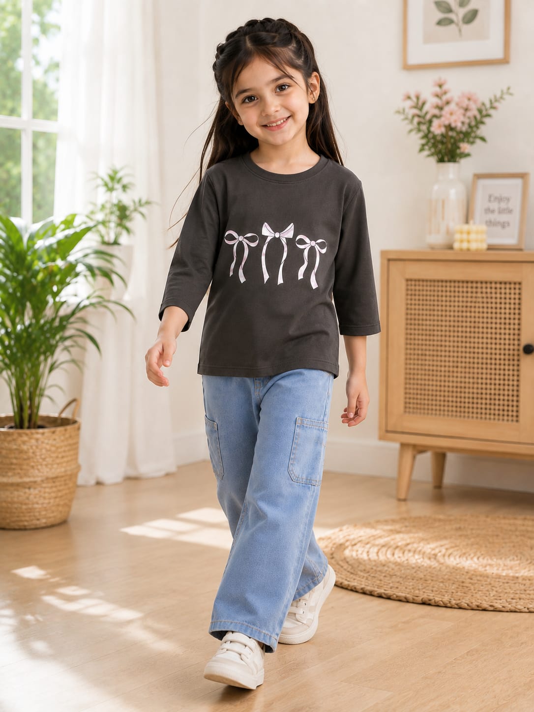 Charcoal Bow Print Tee