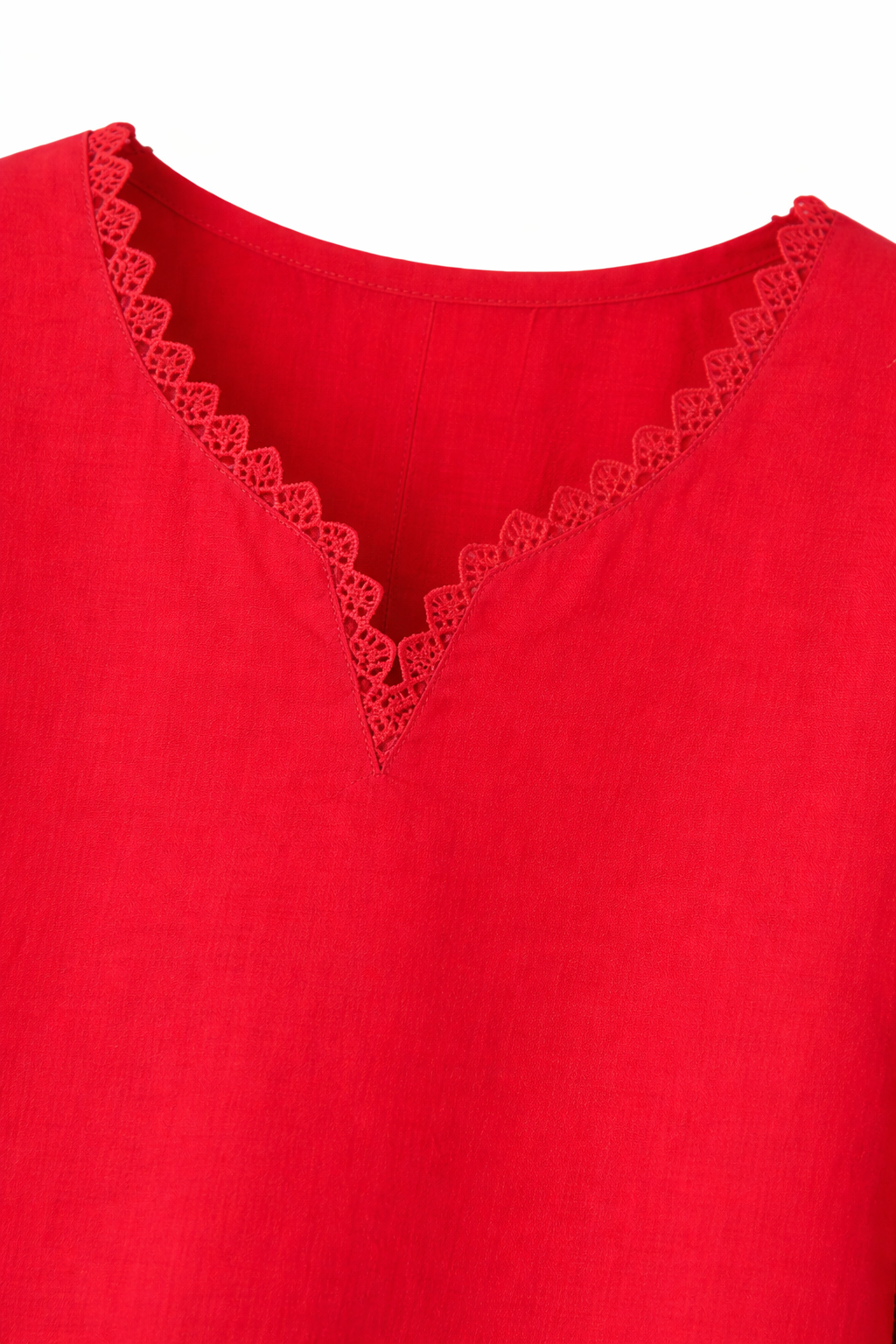 Girls Red Solid Kurta Trouser Cotton Set