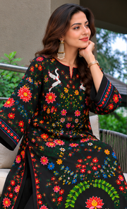 Midnight Bloom Floral Silk Kaftan