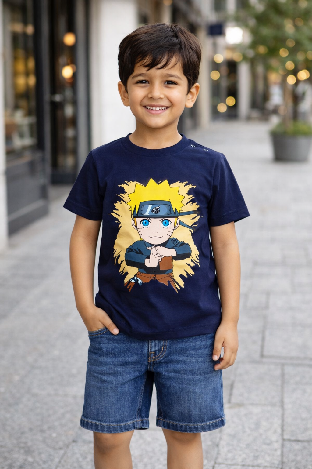 Boys Cartoon Ninja Print Short Sleeve T-Shirt