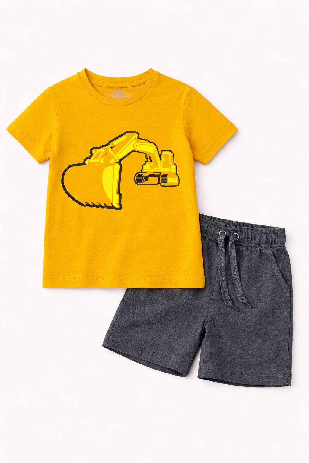 Kids Yellow Digger Print Casual Summer Set