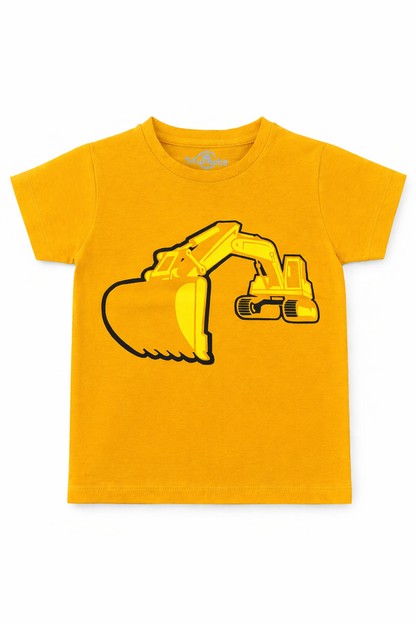 Kids Yellow Digger Print Casual Summer Set