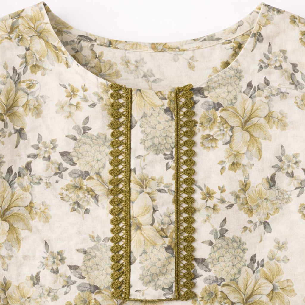 Girls Printed Floral Kurta Trouser Summer Outfit