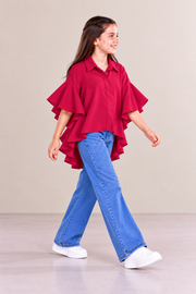 Magenta Tiered Flare TOP