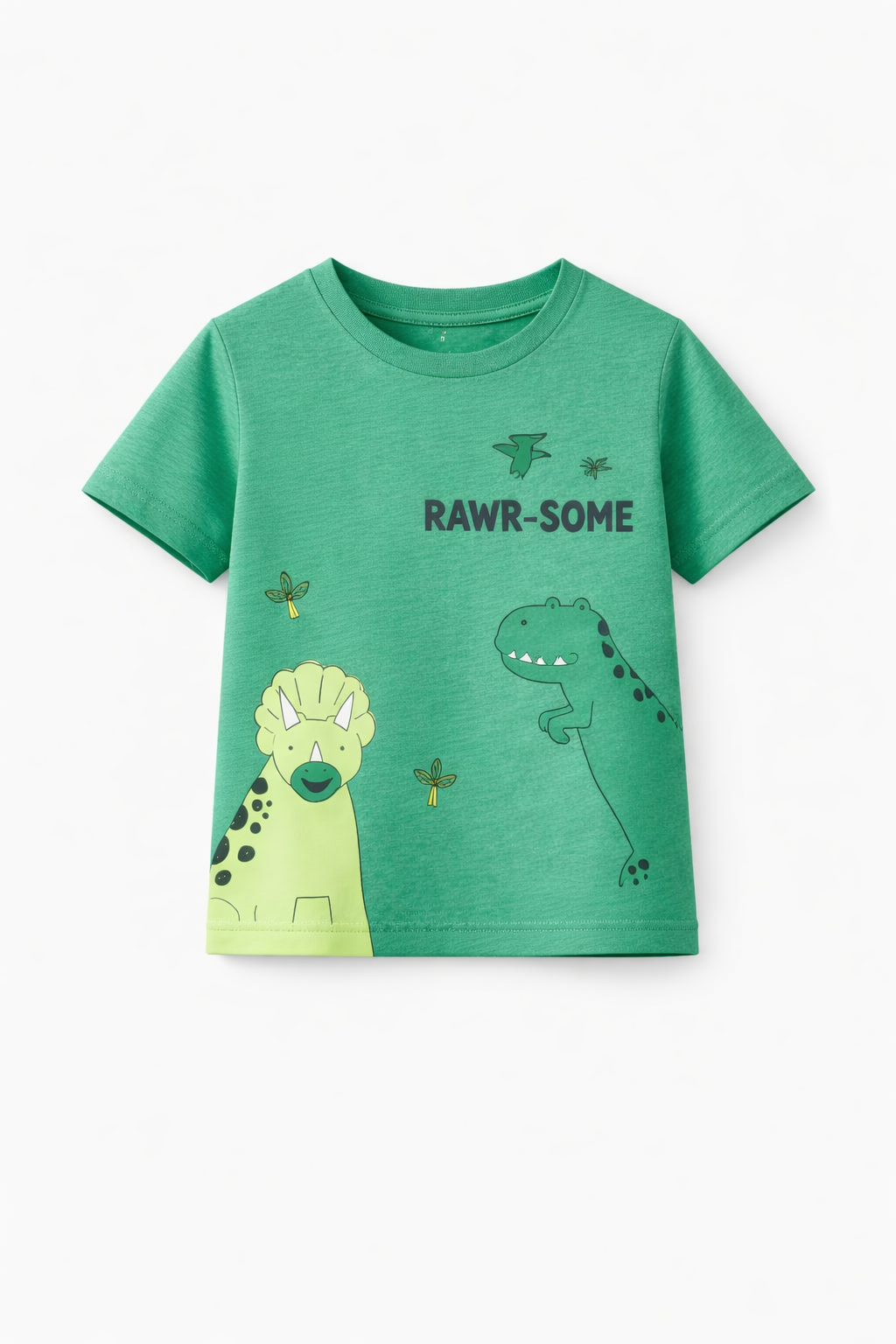Kids Green RAWR-SOME Dinosaur Shirt Shorts Set
