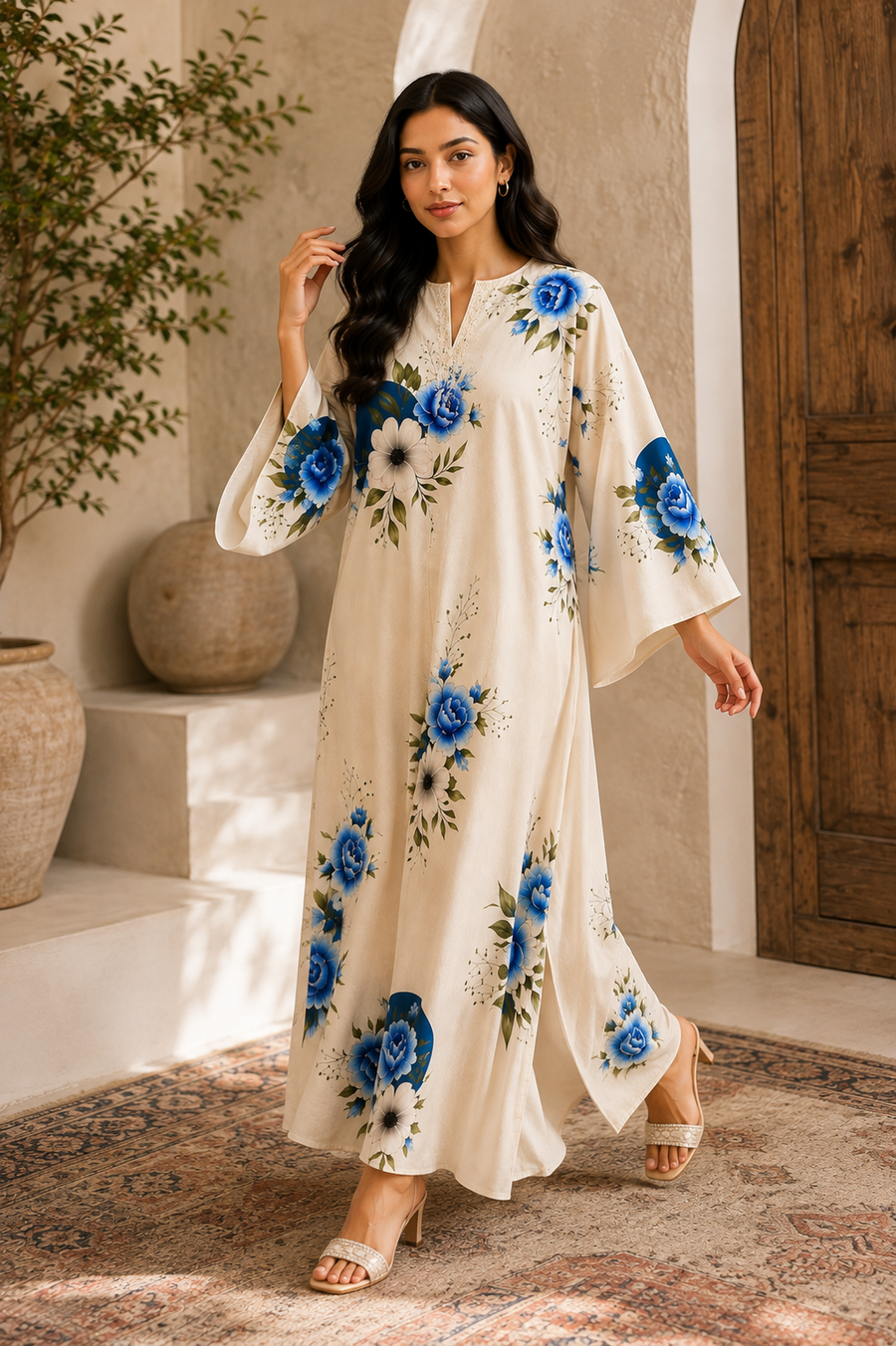 Blue Bloom Kaftan