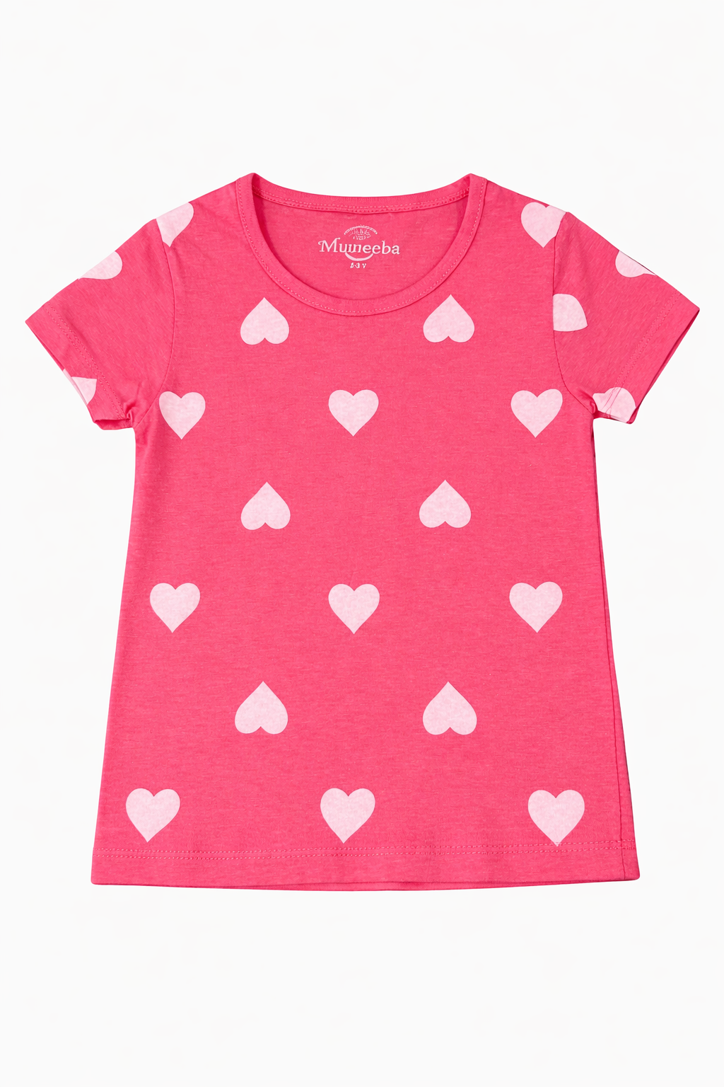 Trendy Girls Pink Heart Print Summer Outfit Set