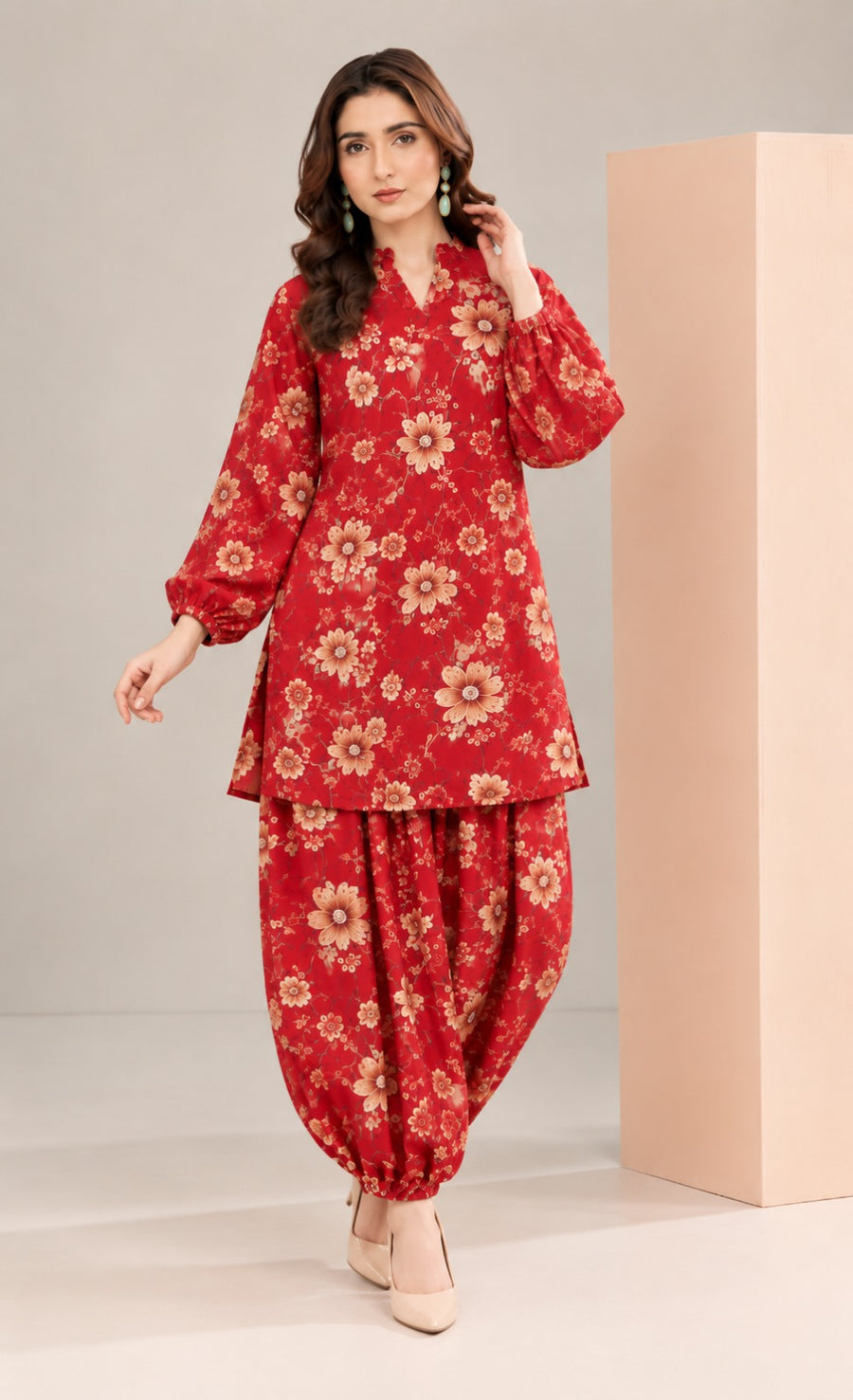 Red Floral Print Warm