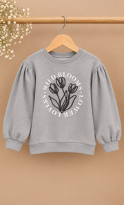 Grey Puff-Sleeve Sweatshirt