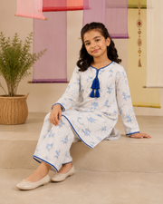 Blue Floral Tassel Suit
