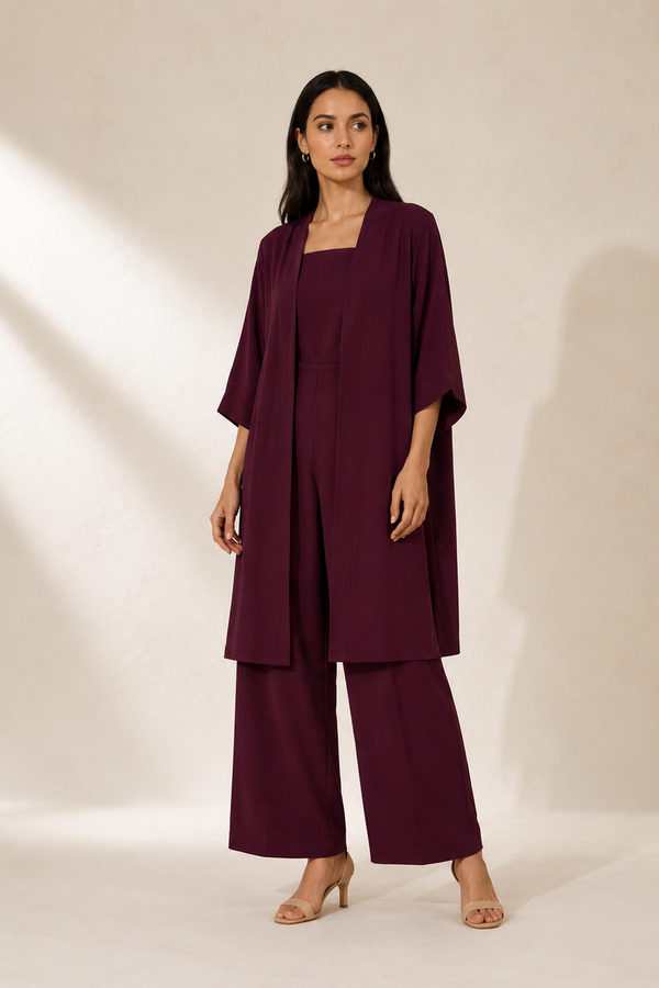 Burgundy Luxe 3-Piece Co-Ord Se