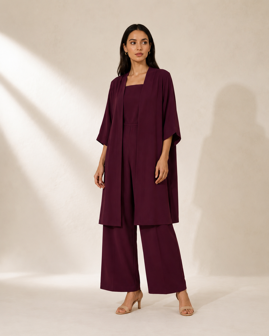 Burgundy Luxe 3-Piece Co-Ord Se