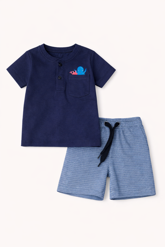Boys Sea Animal Pocket T-Shirt Shorts Set