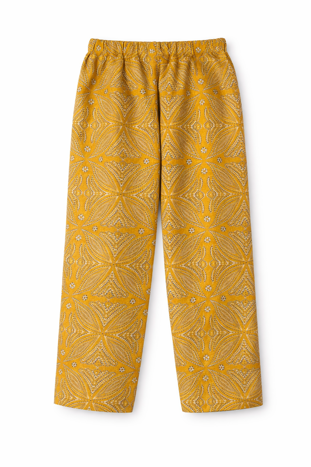 Girls Mustard Ethnic Pattern Cotton Kurta Shirt