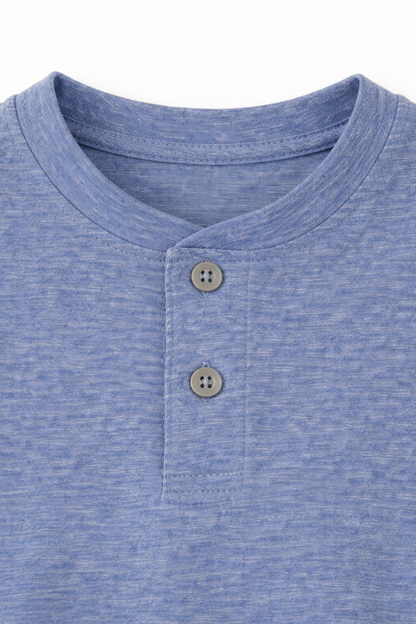 Boys Blue Henley Cotton T-Shirt Casual Summer Tee