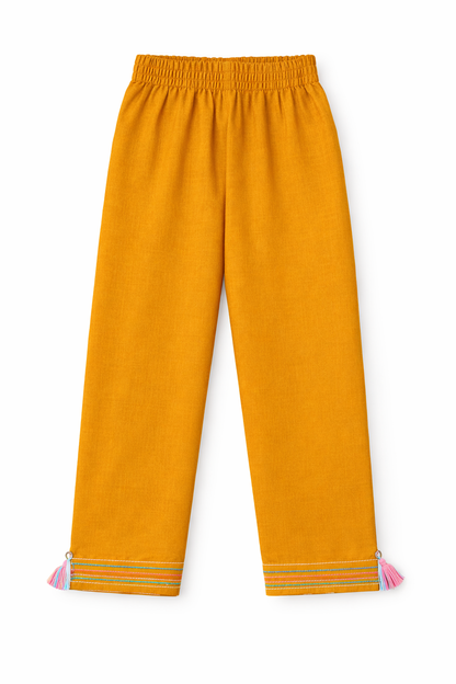 Girls Signature Mustard Embroidered 2-PC Kurta Set