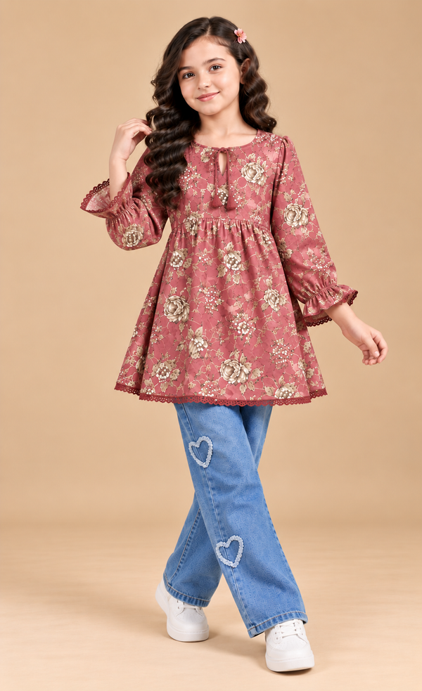 Cozy Winter Floral Peplum Top