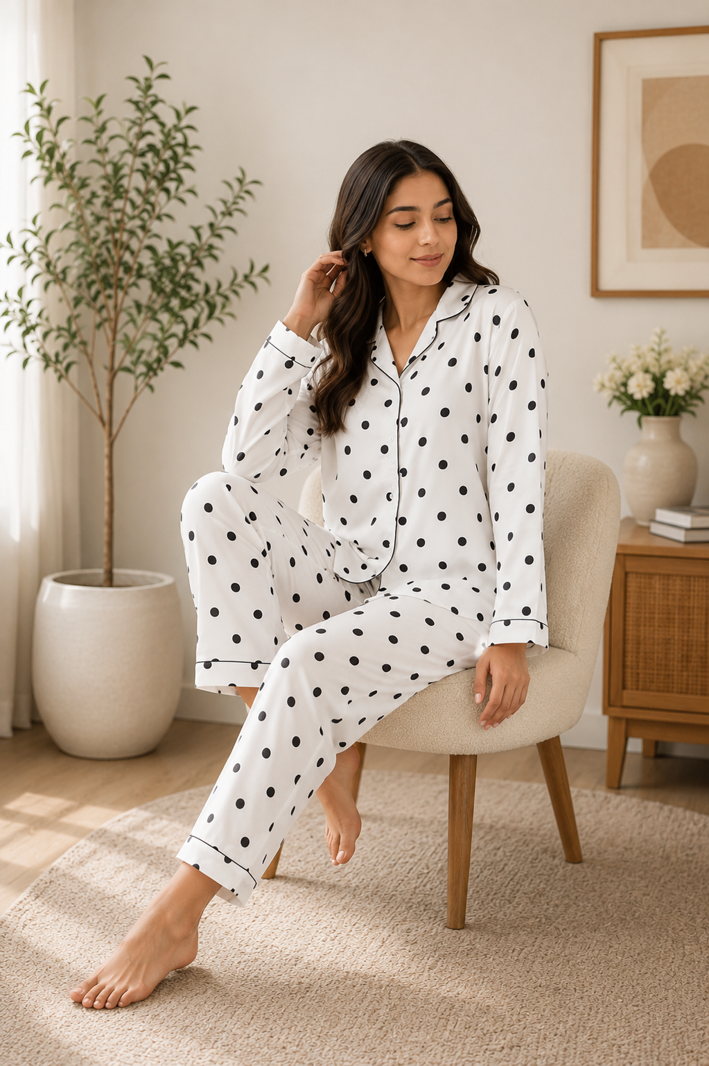 Cream Dot Nightwear