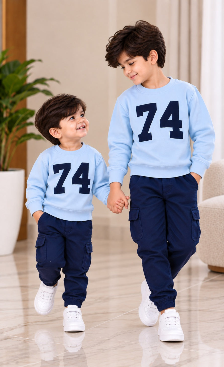 Navy Number Print Sky Blue Pullover