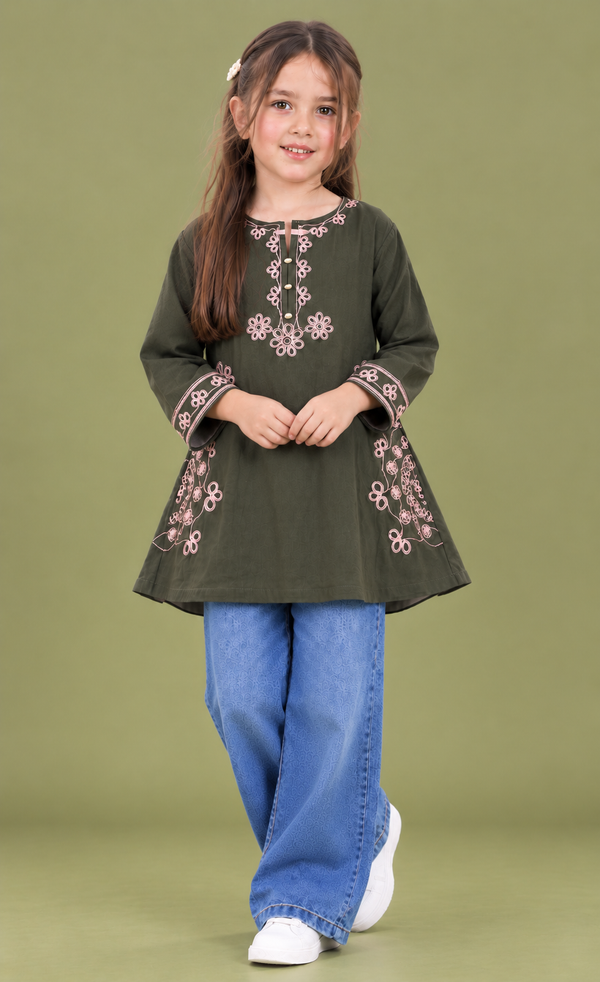Olive Green Embroidered Tunic