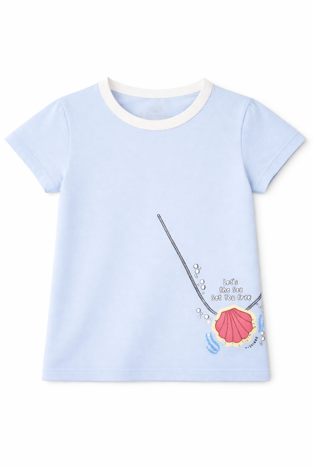 Cute Shell Graphic Light Blue Kids Summer Tee