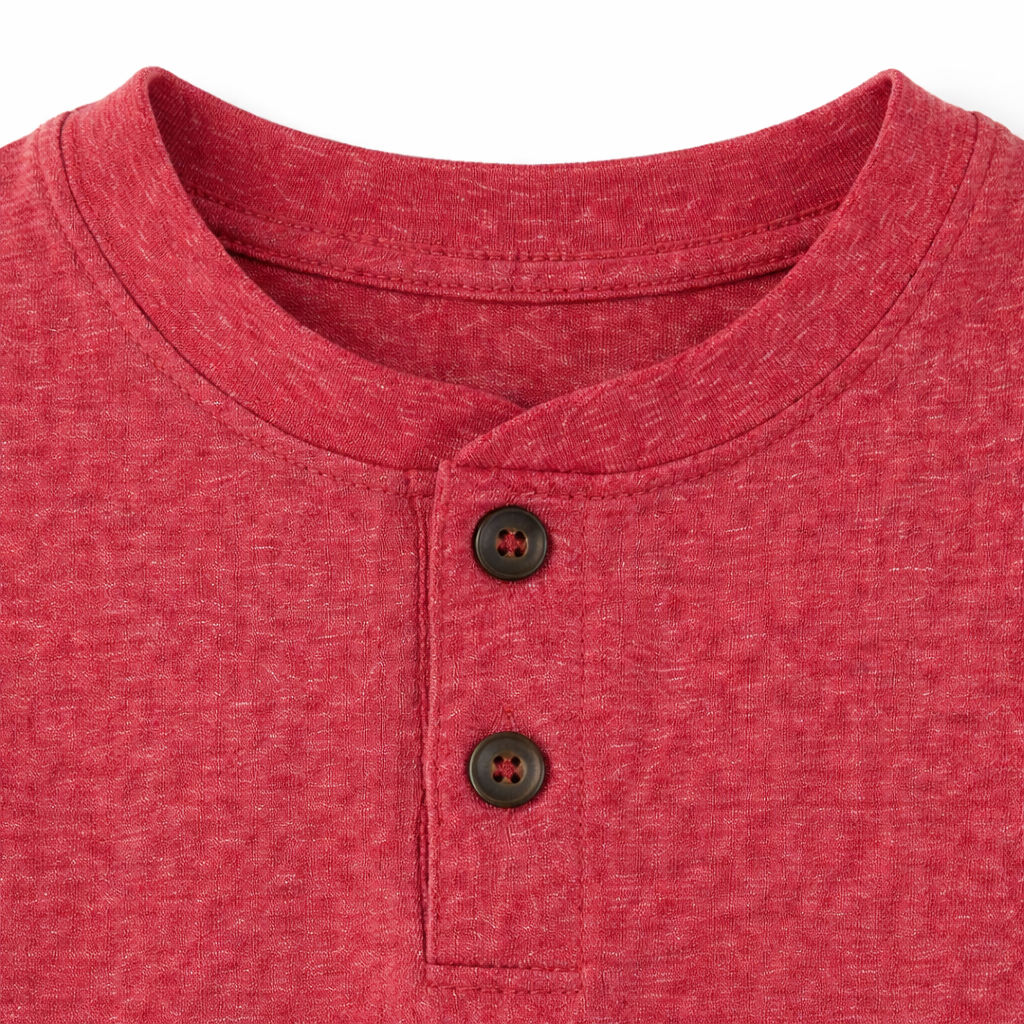 Maroon Henley Neck Cotton T-Shirt for Boys