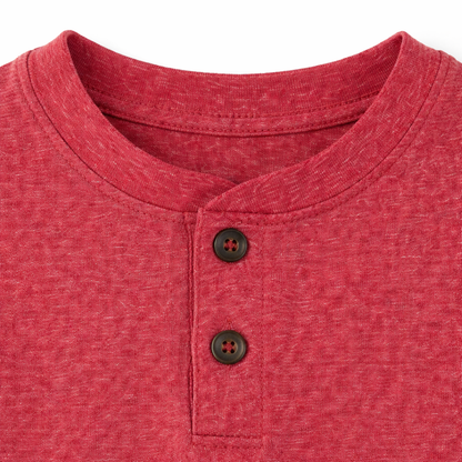 Maroon Henley Neck Cotton T-Shirt for Boys