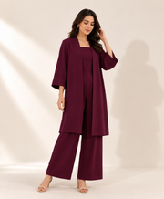Burgundy Luxe 3-Piece Co-Ord Se