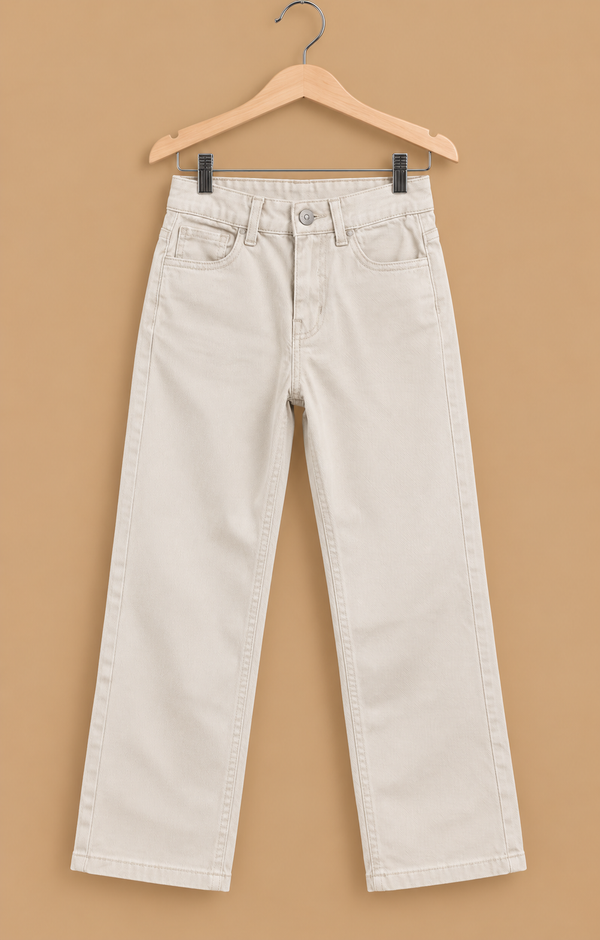 Chic Beige Relaxed-Fit Denim Pants